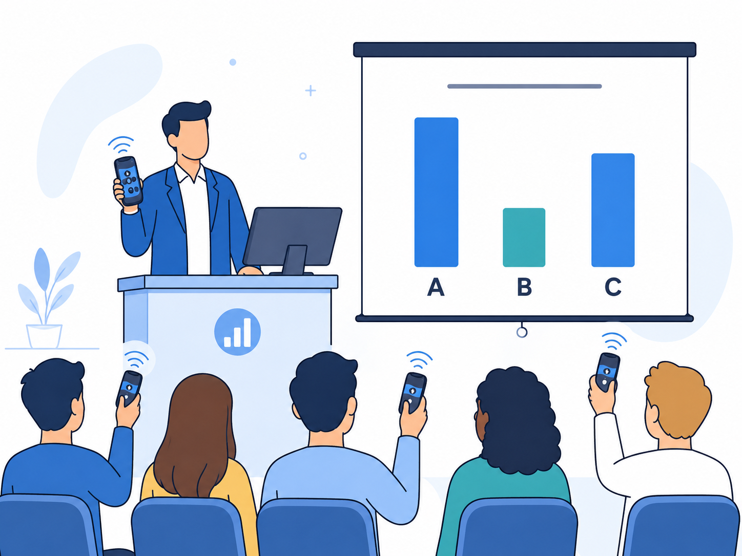 Enjoy Clicker wireless voting and audience response system illustration