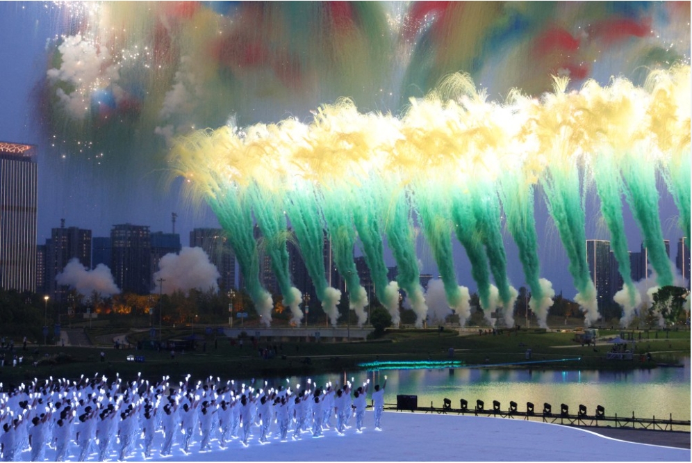Rainbow wearable lighting and fireworks at The World Games 2025 Chengdu